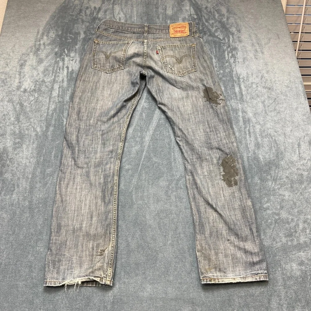 Levi's 514 Jeans Mens 33x32 Blue Denim Light Wash Slim Straight Leg Outdoor
